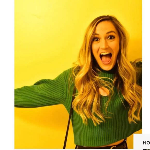 TIBI Sweater Green Wool Rib Cropped Pullover Mock Turtleneck XS - Picture 3 of 15